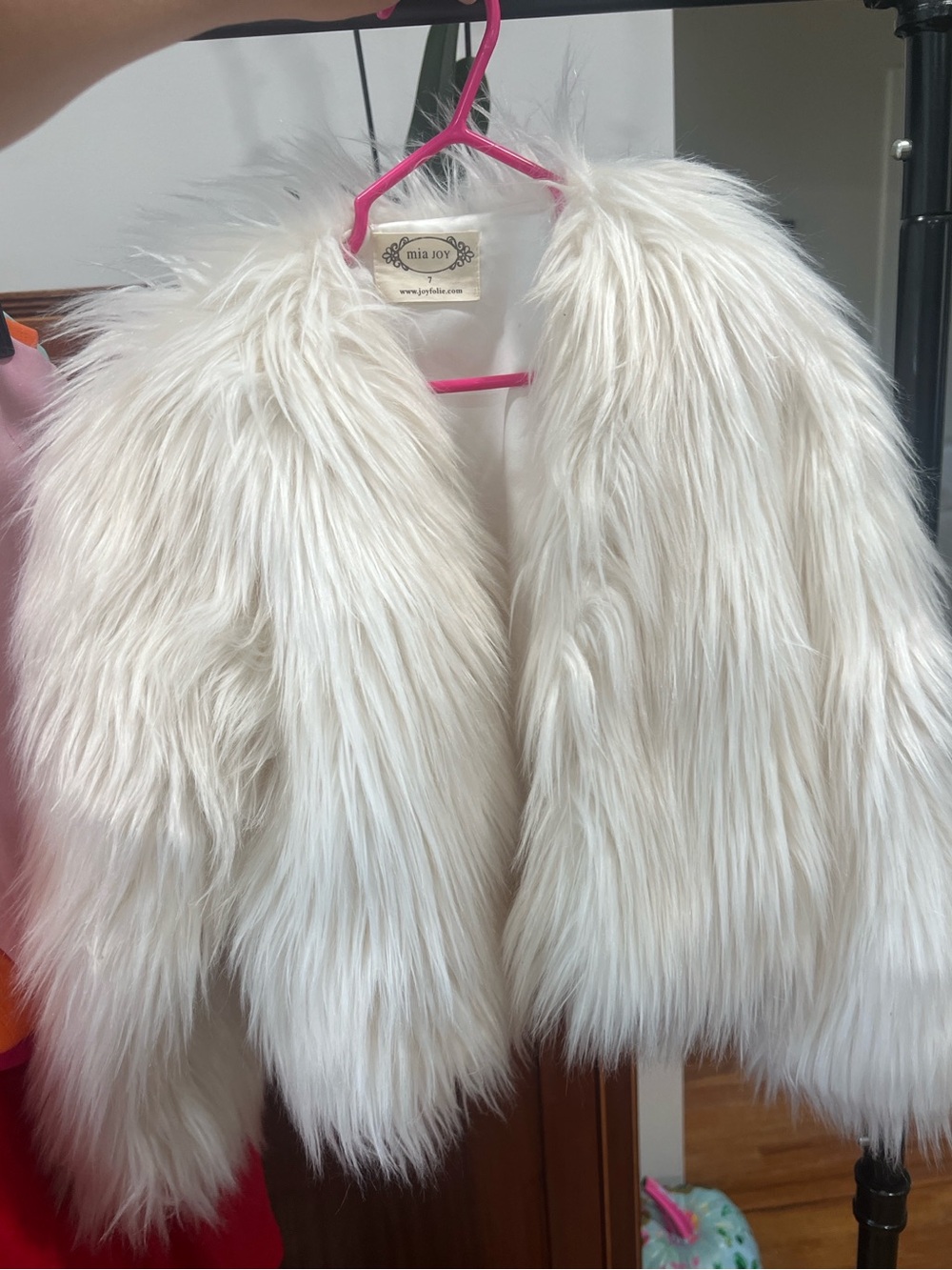 Girls' White Faux Fur Jacket